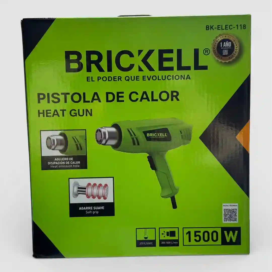 PISTOLA DE CALOR BRICKELL 1500W BK-ELEC-118-01 PISTOLA DE CALOR BRICKELL 1500W BK-ELEC-118 - Imagen 1