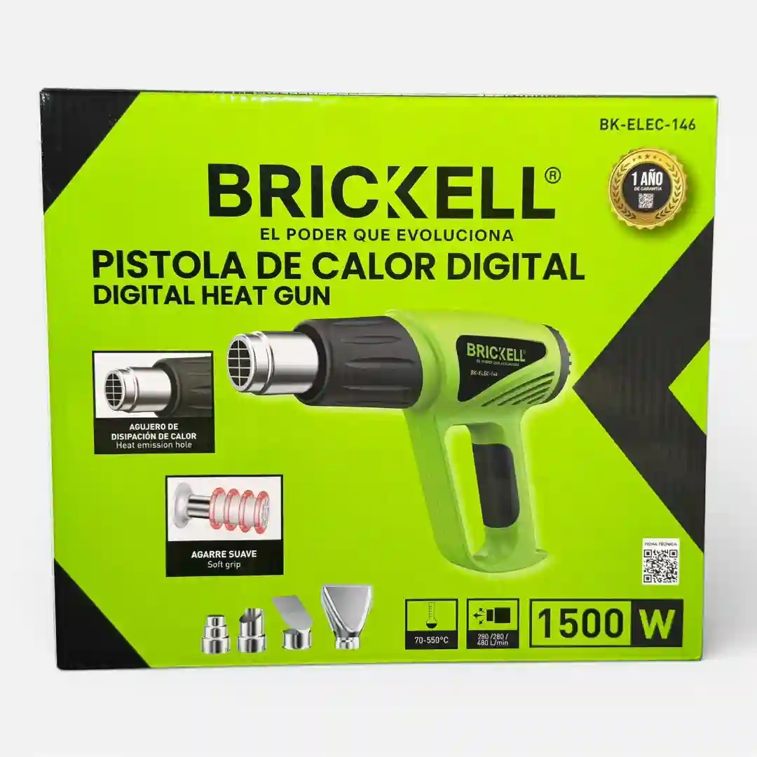 PISTOLA DE CALOR DIGITAL 1500W BK-ELEC-146-01 PISTOLA DE CALOR BRICKELL DIGITAL 1500W BK-ELEC-146 - Imagen 1