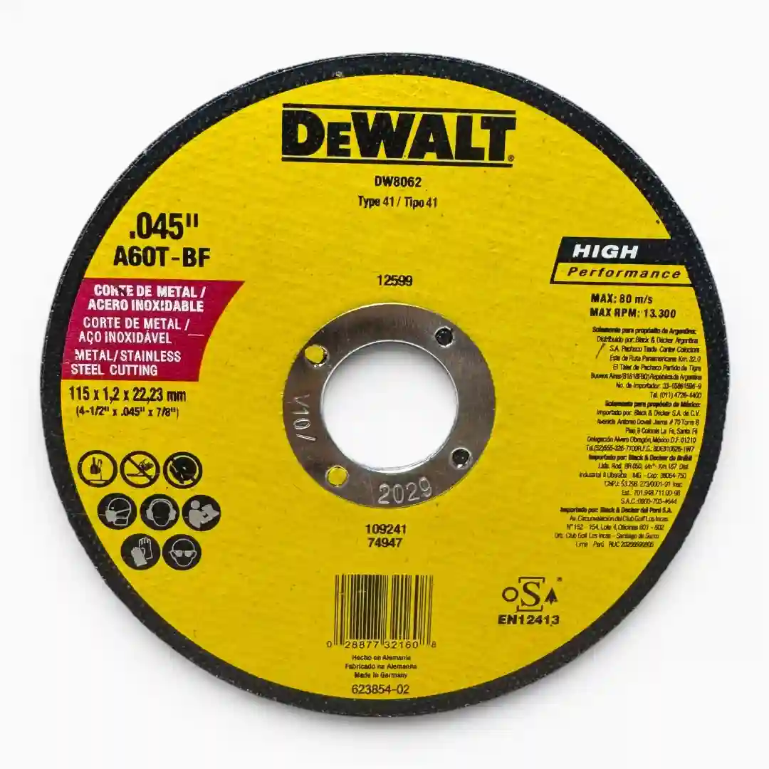 DISCO DE CORTE DEWALT 4 1-2 FINO-01 DISCO CORTE DEWALT 4 1/2 FINO - Imagen 1